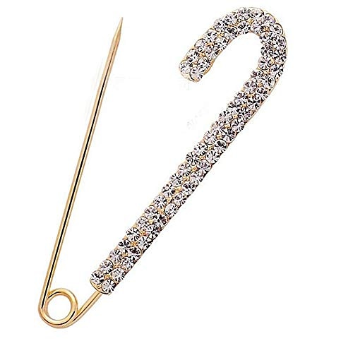 

big safety pin brooch for sweater shawl clips jewelry collar brooch pin for women girl (silver)