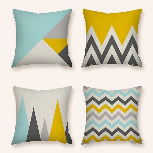 

Cushion Cover 4PC Soft Decorative Square Throw Pillow Cover Faux Linen Cushion Case Pillowcase for Sofa Bedroom Superior Quality Machine Washable