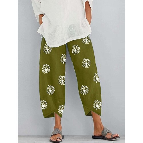 

Women's Chinos Pants Trousers Green Yellow Navy Blue High Waist Basic Streetwear Daily Going out Pocket Micro-elastic Ankle-Length Comfort Graphic S M L XL XXL / Loose Fit