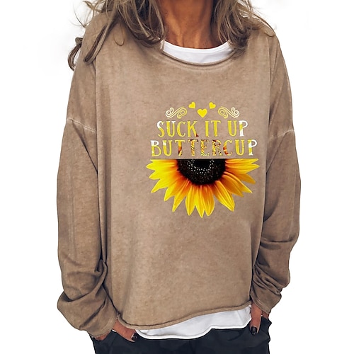 

Sweats à capuche pour femmes Sauteur Femme Tricoter Floral Col Ras du Cou à la mode Manches Longues Automne Gris Kaki S M L