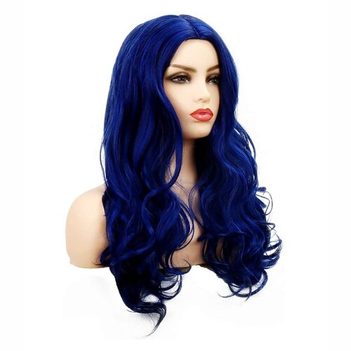 

Long Blue Wigs for Women Curly Wavy Synthetic Hair Wigs Heat Resistant Cosplay Halloween Costume Party