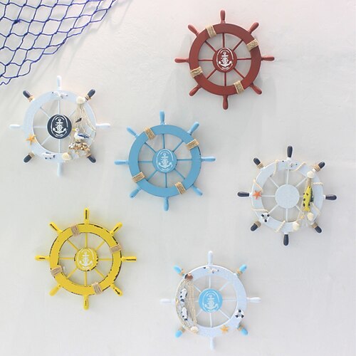 

Mediterranean Ship Rudder Ornament Wall Decoration Helmsman Wooden Decoration