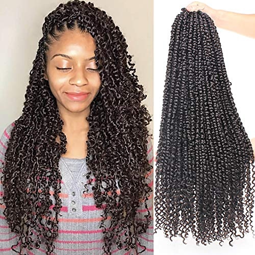 

Xtrend Pre-Twisted Passion Twist Hair 22 Inch Bohemian Water Wave Crochet Curly Hair 6 Packs 15 Strands/Pack Pre-Looped Passion Twist Crochet Braids Hair Extensions 2#