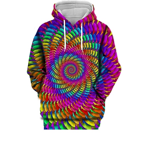 

Women's Plus Size Tops Pullover Hoodie Sweatshirt Hoodie Sweatshirt Graphic Geometric Print Long Sleeve Hooded Active Casual Daily Sports Cotton Blend Fall Winter Rainbow / 3D Print / 3D Print