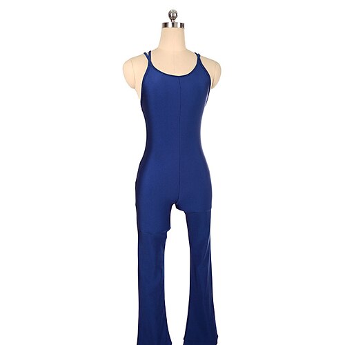 

Figure Skating Pants Women's Girls' Ice Skating Bodysuit Outfits Black Dark Navy Open Back High Elasticity Training Competition Skating Wear Handmade Sleeveless Ice Skating Figure Skating / Summer