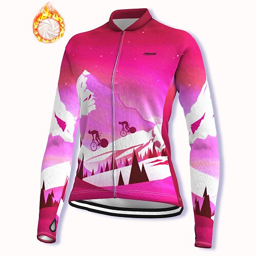 

21Grams Damen Langarm Fahrradtrikot Fahrradjacke Winter Vlies Elasthan Polyester Rot Lustig Fahhrad Jacke Bergradfahren Straßenradfahren Fleece-Futter warm halten Reflexstreiffen Sport Bekleidung