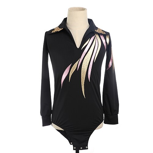 

Figure Skating Top Men's Boys' Ice Skating Outfits Top Black High Elasticity Training Competition Skating Wear Handmade Crystal / Rhinestone Long Sleeve Ice Skating Figure Skating