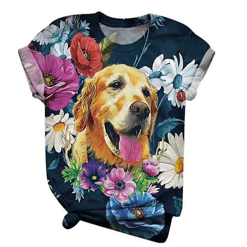 

Women's Plus Size Tops T shirt Shirt Letter Print Short Sleeve Round Neck Daily Cotton Blend / Loose