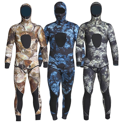 

MYLEDI Men's Full Wetsuit 5mm SCR Neoprene Diving Suit Thermal Warm UPF50 Quick Dry High Elasticity Long Sleeve 2 Piece Hooded - Swimming Diving Surfing Scuba Camo / Camouflage Spring Summer Autumn