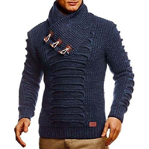 

Men's Sweater Pullover Sweater Jumper Turtleneck Sweater Knit Vintage Style Retro Retro Stand Collar Sweaters Knitwear Causal Daily Wear Clothing Apparel Winter Fall Black Dark Gray S M L
