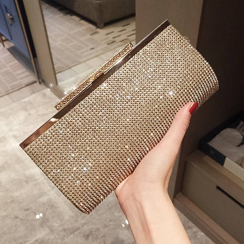 

Women's Girls' Wedding Bags Handbags Chain Bag Evening Bag Alloy Glitter Crystals Solid Color Glitter Shine Wedding Going out Silver Gold