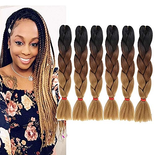 

6 bundles ombre synthetic braiding hair jumbo braids hair braiding kanekalon mambo twist synthetic hair extension (24inch, black-brown)