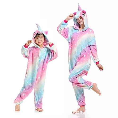 

women's sleepwear kids unicorn onesie animal one-piecepajamas halloween cosplay costume sleepwear (3t,a(star-1))