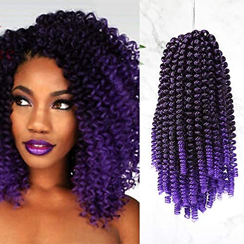 

8"" inch spring twist hair braids crochet twist hair extensions ombre synthetic one pack[30 strands/pack] for women purple