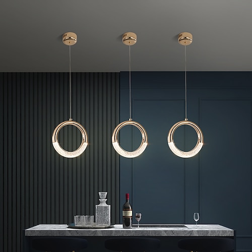 

LED Pendant Light 20 cm Single Design Pendant Light Ring Circle Design Nordic Gold Bedside Lamp Dining Room Metal Electroplated 220-240V