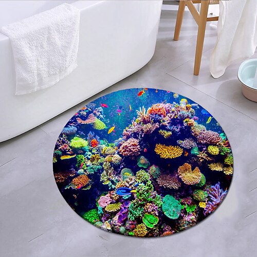 

Sea Creatures Round Mat Carpet Door Mat Bedroom Living Room Carpet Study Room Carpet Kitchen Bathroom Anti-slip Mat