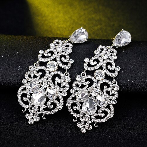 

Women's Clear Cubic Zirconia Hoop Earrings Geometrical Happy Stylish Simple Earrings Jewelry Silver For Daily Prom