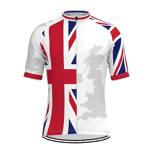 

21Grams Men's Cycling Jersey Short Sleeve Bike Top with 3 Rear Pockets Mountain Bike MTB Road Bike Cycling Cycling Breathable Soft Back Pocket White Graphic UK National Flag Polyester Sports Clothing