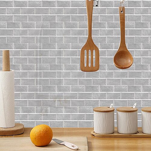 

6pcs waterproof imitation retro ceramic tile kitchen sticker waterproof and oilproof galaxy gray flake self-adhesive decorative wall sticker 15X30cm