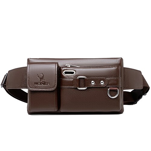

men faux leather riding outdoor sport shoulder bag crossbody bag waist bag chest bag