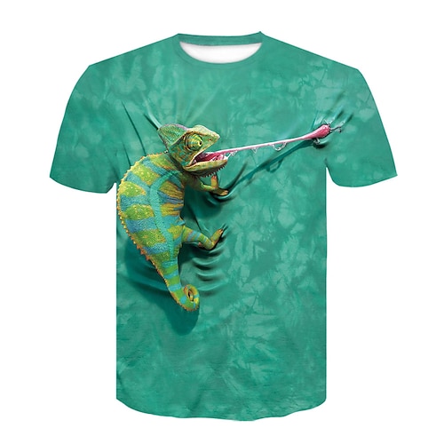 

Infantil Para Meninos Camisa Manga Curta Impressão 3D Animal Verde Preto Azul Crianças Blusas Primavera Verão Ativo Moda Diário Diário Interior Ao ar livre Normal 3-12 anos / Esportes