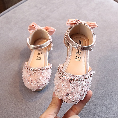 

Girls' Sandals Comfort Flower Girl Shoes Children's Day PU Flashing Shoes Little Kids(4-7ys) Big Kids(7years ) Daily Home Walking Shoes Rhinestone Bowknot Pearl White Black Pink Spring Summer