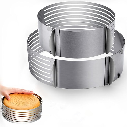 

2pcs adjustable layer cake slicer 9""-12"" and 6""-8"" stainless steel multi layered ring circular cutter baking tool kit mousse mould for women wedding christmas mothers day gift (cake slicer)