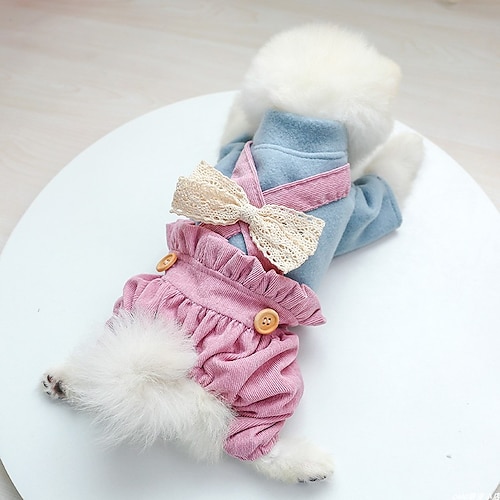 

Dog Coat Jumpsuit Pajamas Bowknot Casual / Daily Cute Casual / Daily Winter Dog Clothes Puppy Clothes Dog Outfits Warm Blue Pink Costume for Girl and Boy Dog Polyster XS S M L XL