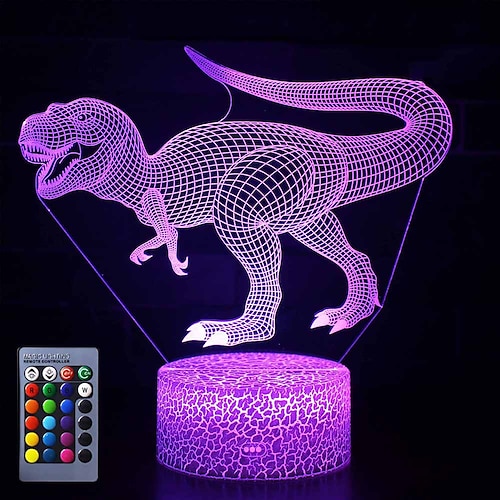 

Dinosaur Toys Night Light - 3D Night Lamp with Three Patterns & Remote Control & Smart Touch16 Colors Changing Dimmable Brithday Gifts for 2 3 4 5 6 7 8 Year Old Boys Girls Dinosaur Fans
