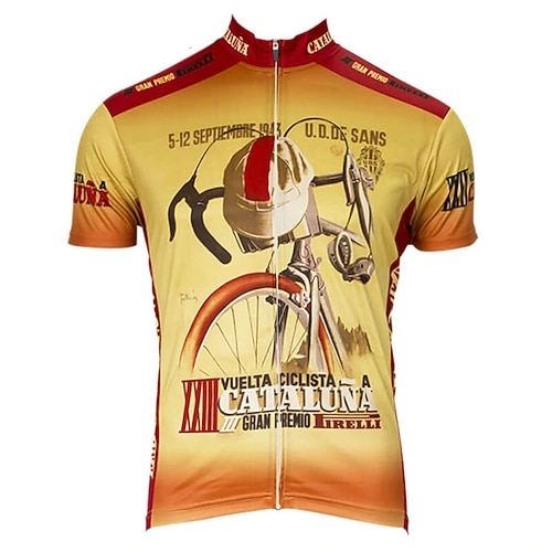 

Men's Cycling Jersey Short Sleeve Bike Top with 3 Rear Pockets Mountain Bike MTB Road Bike Cycling Cycling Breathable Soft Back Pocket Blue Yellow Graphic Polyester Sports Clothing Apparel / Stretchy