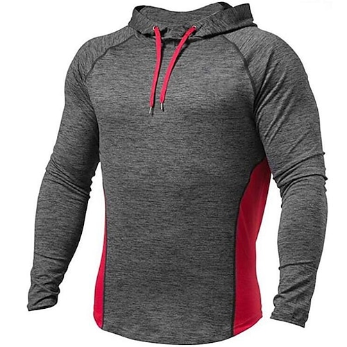 

Men's T shirt Hiking Tee shirt Pullover Hoodie Sweatshirt Long Sleeve Top Outdoor Quick Dry Lightweight Breathable Sweat wicking Autumn / Fall Spring Gray with blue Dark gray with black Gray with red