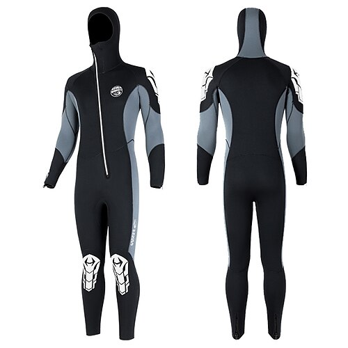 

HISEA Men's Full Wetsuit 5mm SCR Neoprene Diving Suit Thermal Warm Anatomic Design Quick Dry Stretchy Long Sleeve Front Zip Hooded - Swimming Diving Surfing Scuba Patchwork Autumn / Fall Spring