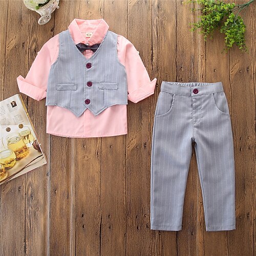 

Bambino Bambino (1-4 anni) Da ragazzo Gilet per vestito Completo 4 pezzi Manica lunga Rosa A strisce Tinta unita Nodo della cravatta Cotone Scuola Formale Graduazione Essenziale Standard 2-6 anni