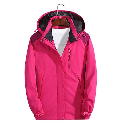 

Women's Hoodie Jacket Hiking Jacket Hiking Windbreaker Outdoor Thermal Warm Waterproof Windproof Quick Dry Outerwear Coat Top Skiing Ski / Snowboard Fishing Female / Coral Pink Female / rose red