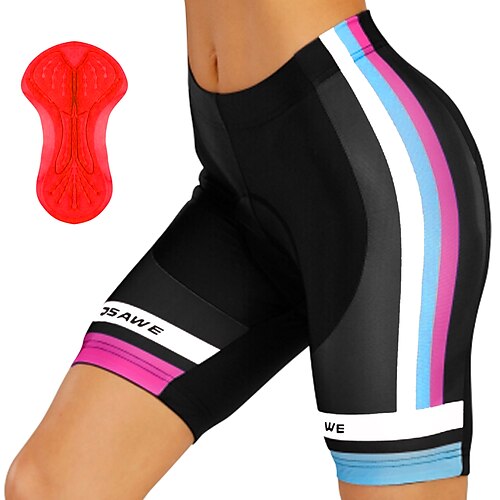 

WOSAWE Women's Bike Shorts Cycling Padded Shorts Bike Shorts Pants Relaxed Fit Mountain Bike MTB Road Bike Cycling Sports Stripes Windproof 3D Pad Breathable Quick Dry Black Polyester Spandex