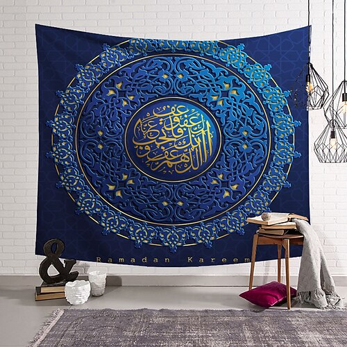 

eid mubarak wall arazzo islamic muslim ramadan art decor blanket curtain hanging home bedroom living room decoration oranament poliestere