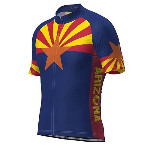 

21Grams Men's Cycling Jersey Short Sleeve Bike Jersey Top with 3 Rear Pockets Mountain Bike MTB Road Bike Cycling Cycling Breathable Quick Dry Moisture Wicking Dark Blue Stars Polyester Sports