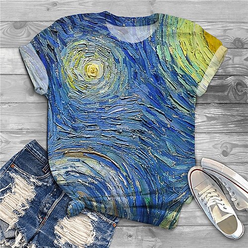 

Women's Plus Size Tops T shirt Tee Graphic Print Short Sleeve Round Neck Daily Holiday Cotton Spandex Jersey Spring Summer