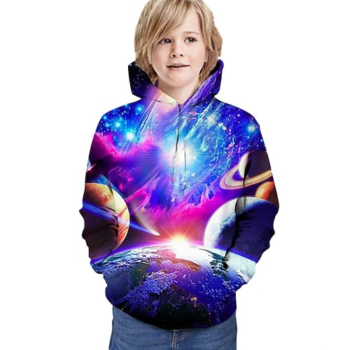 

Kids Boys Graphic 3D Print Long Sleeve Active Purple