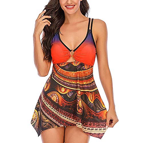 

Women's Swimwear Tankini 2 Piece Plus Size Swimsuit Slim for Big Busts Solid Color White Black Orange Bathing Suits New Vacation Classic / Party