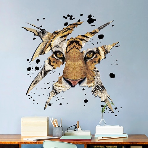 

3d tiger head children room bedroom living room background decoration can be removed wall paste