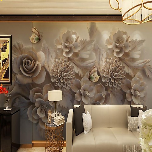 

Mural Wallpaper Wall Sticker Covering Print Print Peel and Stick Removable 3D Relief Effect Floral Vinyl PVC Home Décor