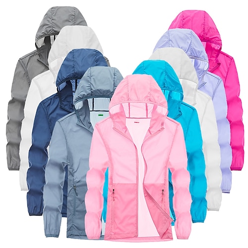 

Men's Women's UPF 50 UV Sun Protection Zip Up Hoodie Long Sleeve Fishing Running Hiking Jacket Windbreaker Summer Outdoor Quick Dry Lightweight Breathable Outerwear Trench Coat Top Camping Climbing