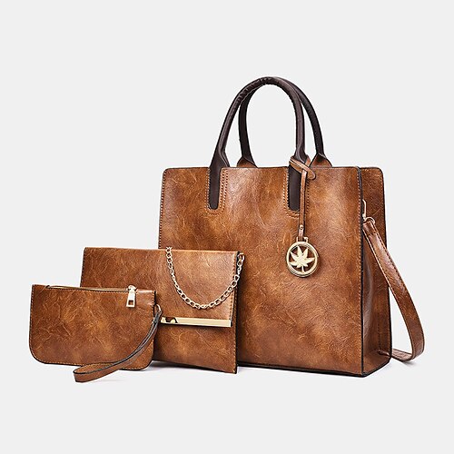 

women bag set pu leather tote bag top handle bag fashion elegant shoulder bag handbag clutches bag brown black