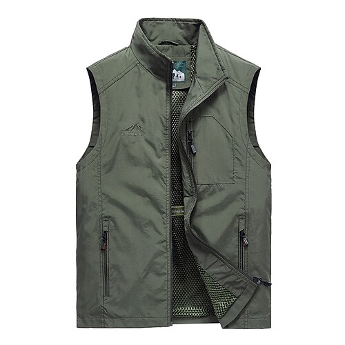 

Men's Fishing Vest Hiking Vest Sleeveless Vest / Gilet Top Outdoor Windproof Breathable Quick Dry Lightweight Black Gray khaki Fishing Climbing Camping / Hiking / Caving