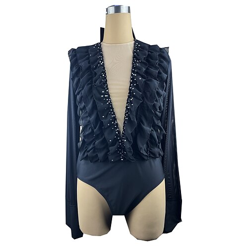 

Figure Skating Top Men's Boys' Ice Skating Outfits Top Blue Spandex High Elasticity Training Competition Skating Wear Handmade Crystal / Rhinestone Long Sleeve Ice Skating Figure Skating