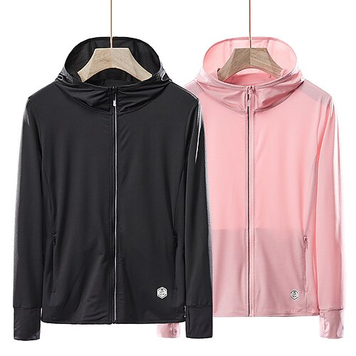 

Women's UPF 50 UV Sun Protection Zip Up Hoodie Long Sleeve Fishing Running Hiking Jacket Windbreaker Summer Outdoor Packable Waterproof Quick Dry Outerwear Trench Coat Top Full Zip Hunting Climbing