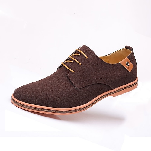Men's Green Suede Lace-Up Oxford Shoes with Tan Accents, Stylish Casual Dress  Shoes for Office and Formal Events 2026 - $46.99