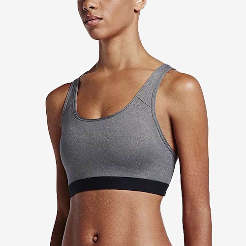 

Women's Strap Sports Bra Medium Support Summer Removable Pad Wireless Solid Color White Black Spandex Yoga Fitness Gym Workout Bra Top Sport Activewear Breathable Quick Dry Comfortable Micro-elastic