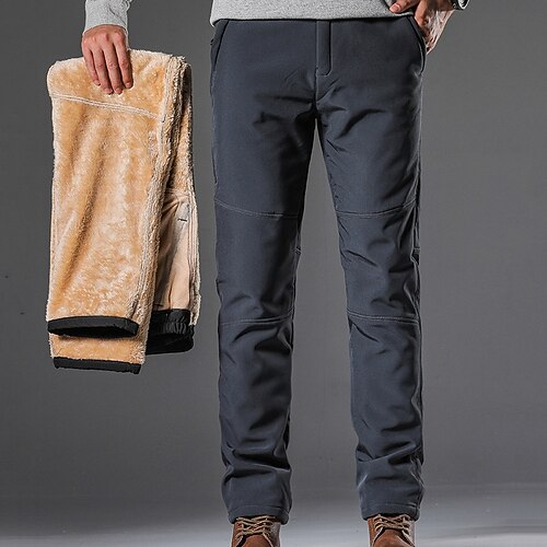 

Men's Hiking Pants Trousers Fleece Lined Pants Winter Outdoor Standard Fit Thermal Warm Fleece Lining Warm Breathable Bottoms Black Green Fleece Fishing Climbing Running M L XL XXL XXXL